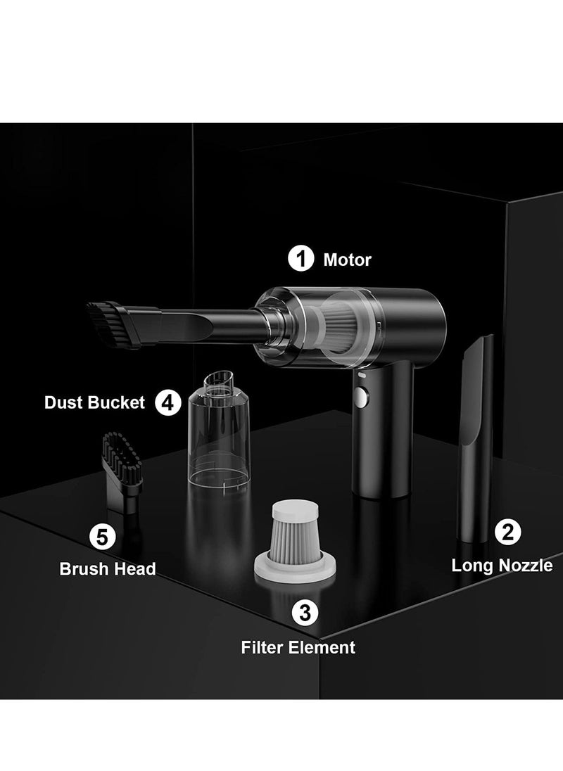 Mini handheld vacuum cleaner, portable and rechargeable Cordless Vacuum Cleaner with LED and USB lighting, car and home keyboard vacuum cleaner and pet hair removal black from Rana store
