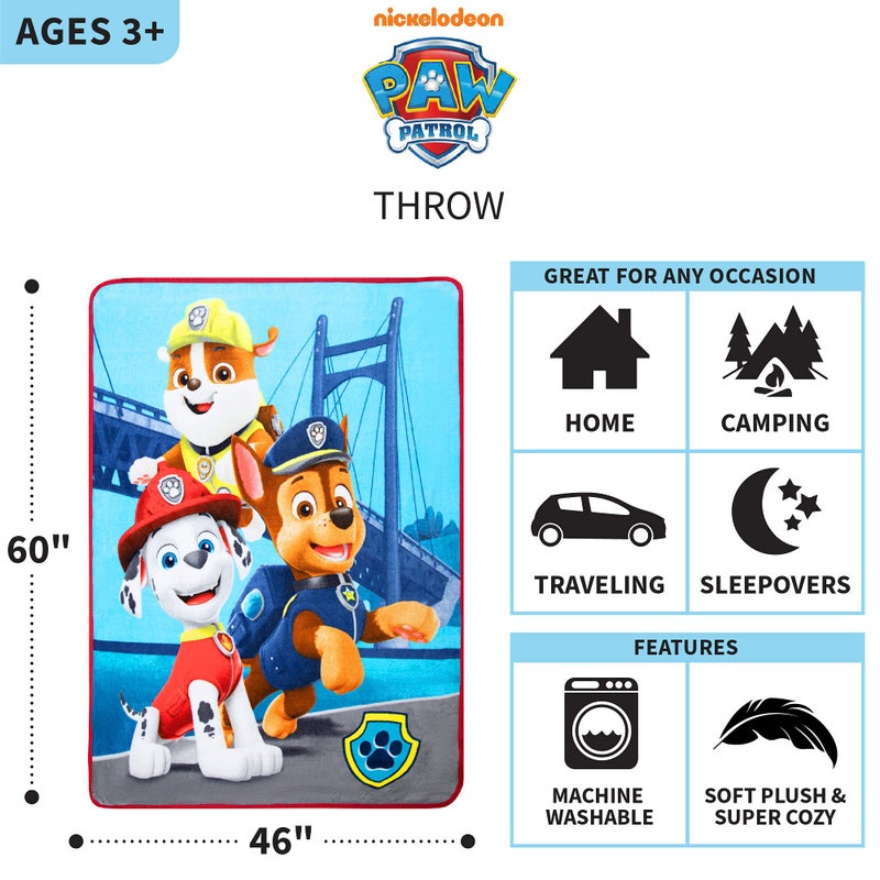 Franco Kids Bedding Super Soft Micro Raschel Throw  46 in x 60 in  Paw Patrol - Image 3