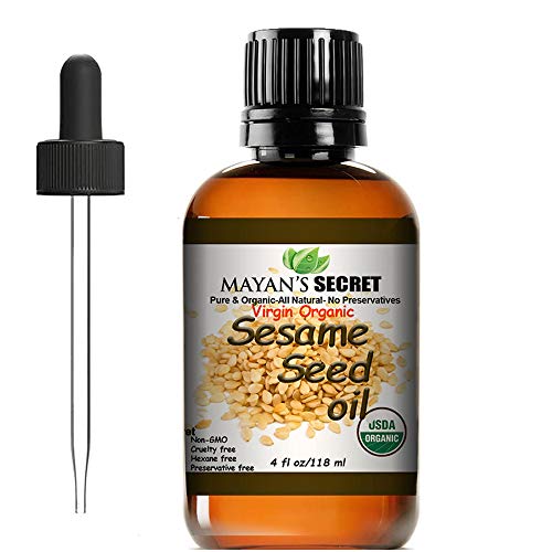 Mayan's Secret Mayans Secret USDA Certified Virgin Organic Sesame Seed Oil Unrefined 100 Pure Natural For Skin Body Face and Hair Growth Large 4oz Glass Bottle - Image 2
