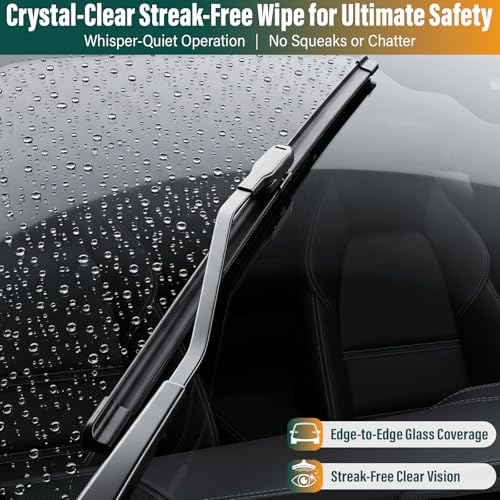 KVQ Windshield Wiper Blades Replacement for Ford Escape 2013 2014 2015 2016 2017 2018 2019,Original Equipment Replacement Front Rear Wiper Blade Set - 28" 28" 11" (Set of 3) - Image 5