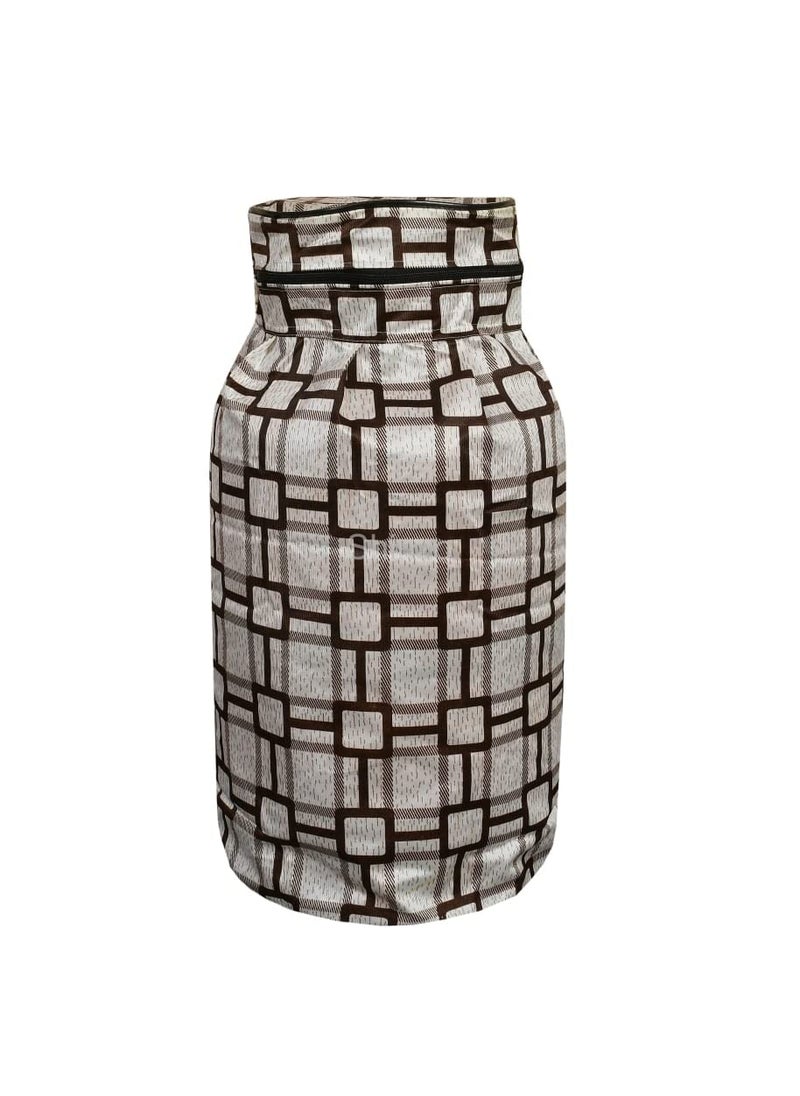 Shinzo Shinzo Cotton Washable Brown Color Designed LPG Gas Cylinder Cover with Dustproof Pack of 1 Black Block  - Image 1