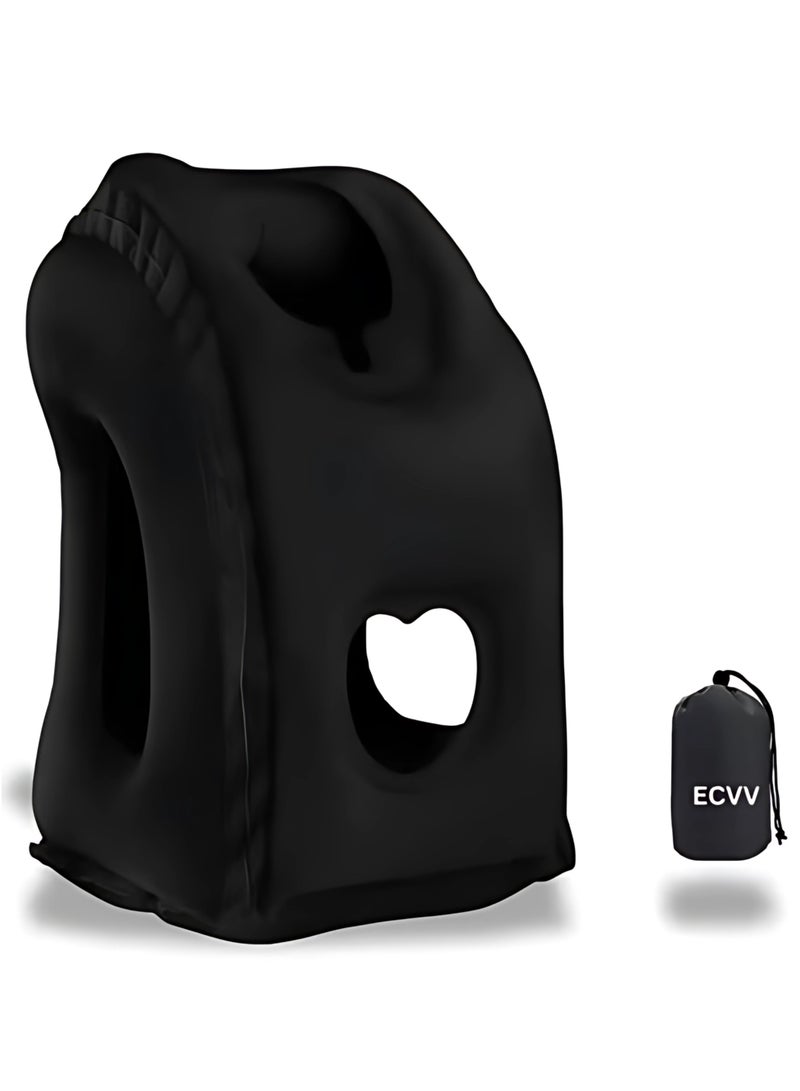 ECVV Inflatable Neck Pillow Air-plane Travel Pillow Inflatable Cushion Airplane Pillow for Neck Support on Airplanes/Cars/Buses/Trains/Office Napping - Image 1