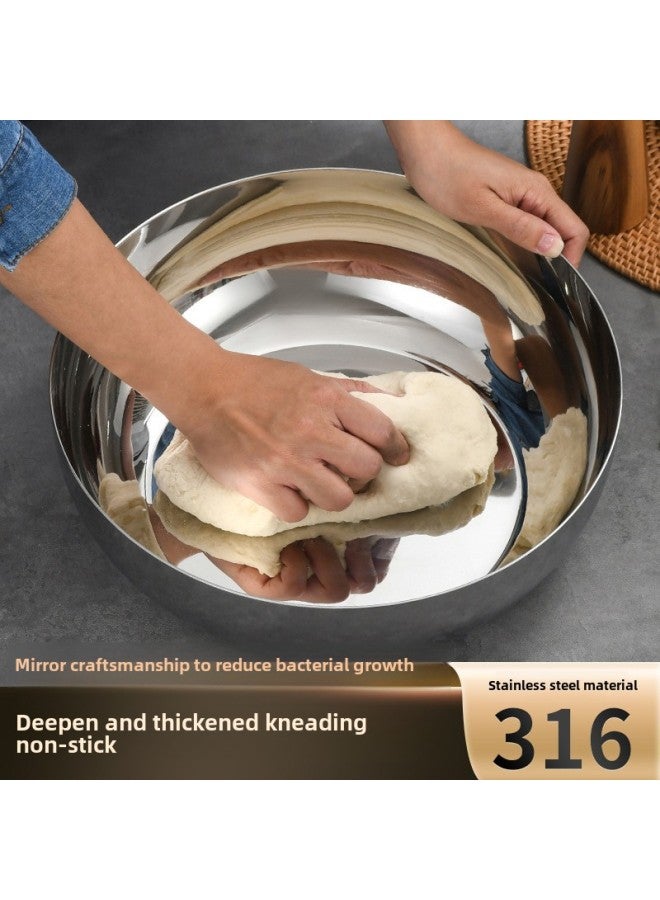 Stainless Steel And Basin Household Extra-thick Wafing Basin Hot Pot Basin Medical Grade Non-stick Basin Thickened Vegetable Washing Basin-Specifications:32cm Extra Thick Model And Basin [2 Pack]-Color:316 Thickened Stainless Steel - Image 1