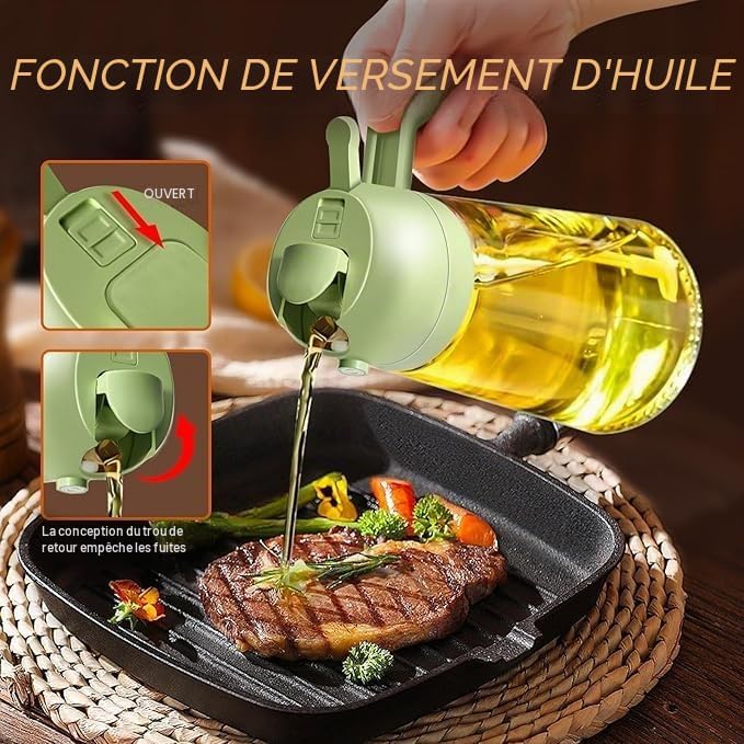 2-in-1 Kitchen Oil Sprayer, 470ml Glass Bottle with Pouring Spout, Food-Grade Oil Dispenser &  Sprayer - Image 3