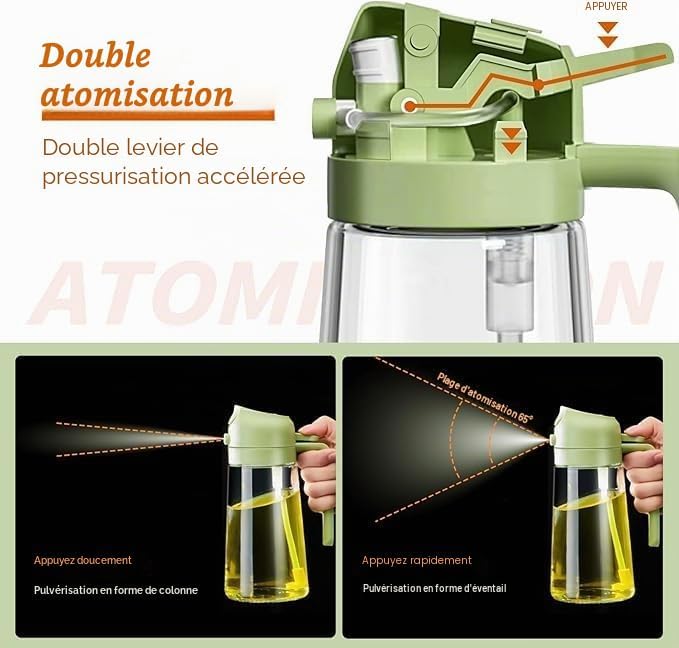 2-in-1 Kitchen Oil Sprayer, 470ml Glass Bottle with Pouring Spout, Food-Grade Oil Dispenser &  Sprayer - Image 4