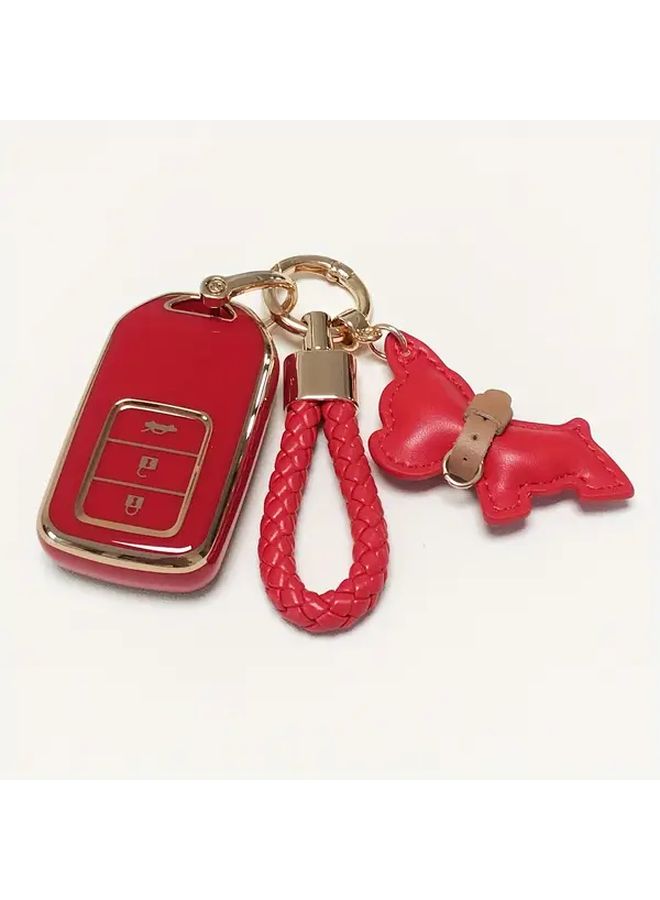 Gray Blue Soft TPU Key Fob Cover with Keychain Compatible for Accord Civic CRV Odyssey - Image 3