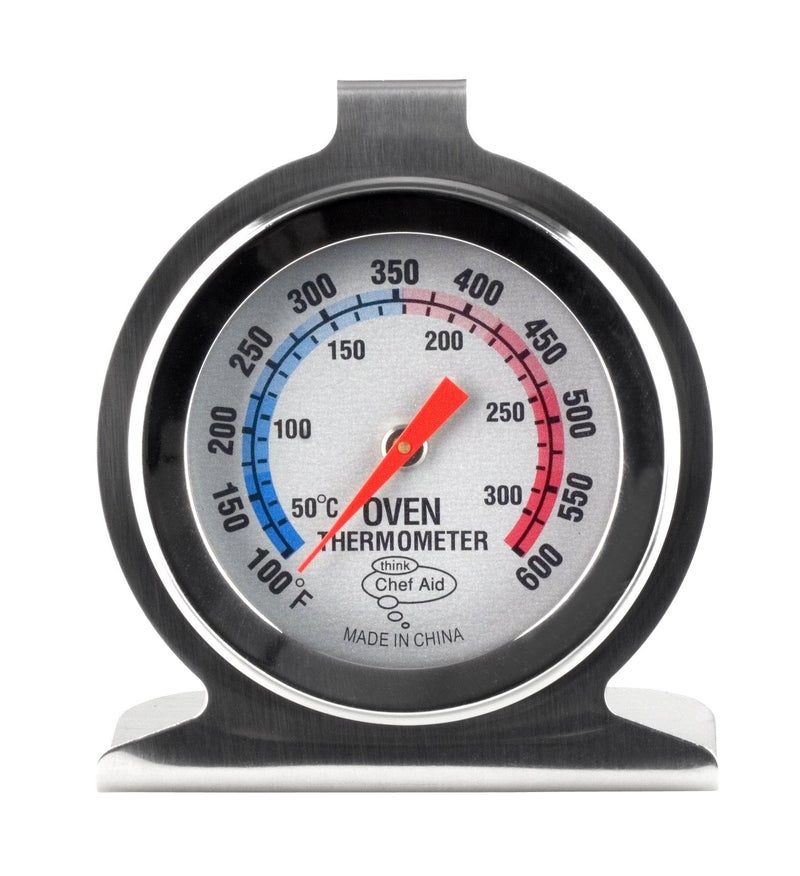 Chef Aid Stainless Steel Oven Thermometer for use with fan gas electric pizza oven air fryer or range cooker  cookingbakinggrillingBBQ hang or stand inside oven Easy to read display