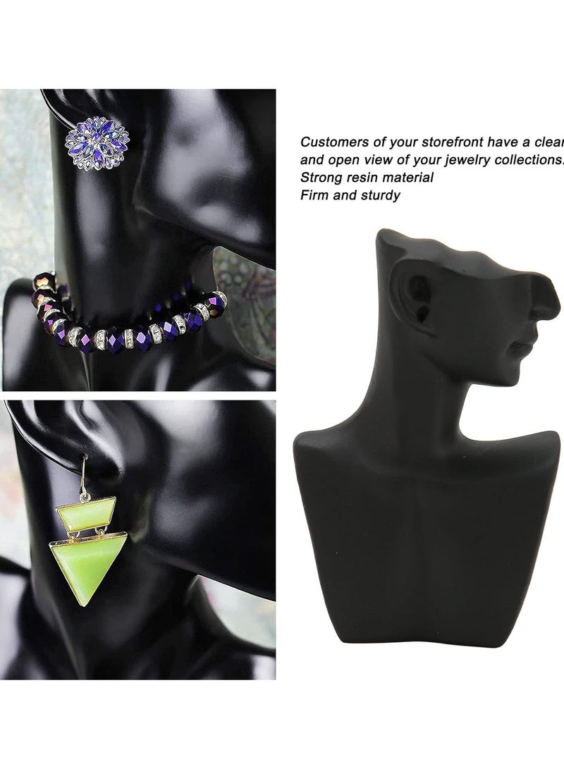 GGOOT Necklace Jewelry Display Bust, Black Color Strong Resin Stable Standing Necklace Display Mannequin Bust Sturdy 11.5x7.5x6cm for Earrings - Image 3