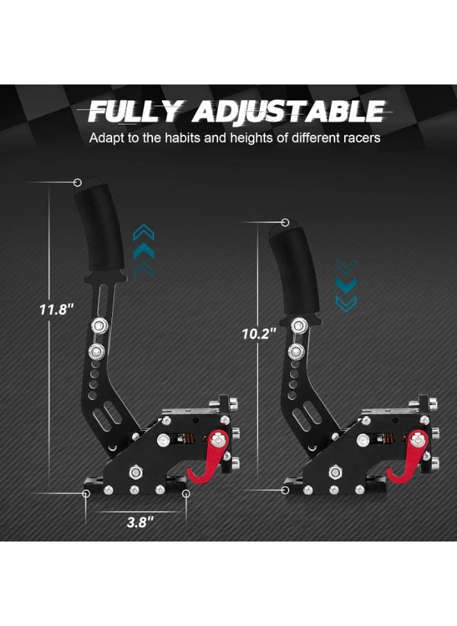 PC USB Handbrake, 16Bit Racing Games Simulate Handbrake for Logitech G27 G29 G920 G923 T248 T500 T300 PXN V10 (PC System Only), 2M Nylon Cable/Reinforced Spring + Clamp - Black/Red