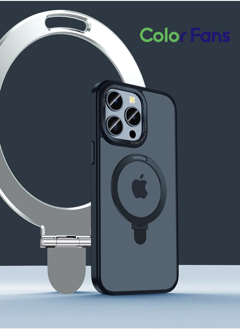 Color Fans - Case for iPhone 13 Pro Max 6.7 inch Shockproof Rubber Magnetic Invisible Stand Slim Matte PC Cover Compatible with MagSafe Case Black - Image 1