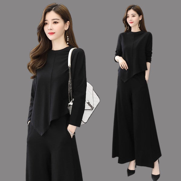 Wide-leg pants suit Spring and Autumn new womens clothing age-reducing slimming Western style casual temperament culottes two-piece suit Brown - Image 5