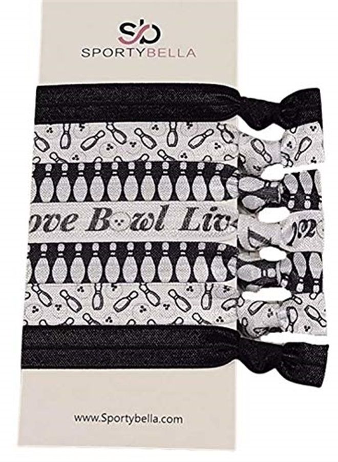 Infinity Collection Bowling Hair Accessories, Girls Bowling Hair Ties, No Crease Bowling Ball and Pins Hair Elastics Set for Female Bowlers