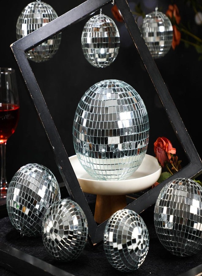 The Decor Affair مجموعة كرات الديسكو الفضية من ديكور أفير، 8 قطع، مع سحر عاكس وحلقات تعليق - ارتقِ بديكور المسرح، النادي، قاعة الرقص، قاعة الرقص، حفل الزفاف، وحفلات التخرج (3 بوصات، 4 بوصات، 6 بوصات). - Image 3