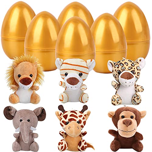 YUJUN 6pc Easter Eggs with Plush Animal Toys Mini Stuffed Animals for Kids Party Favors Basket Stuffers Egg Fillers - Image 5