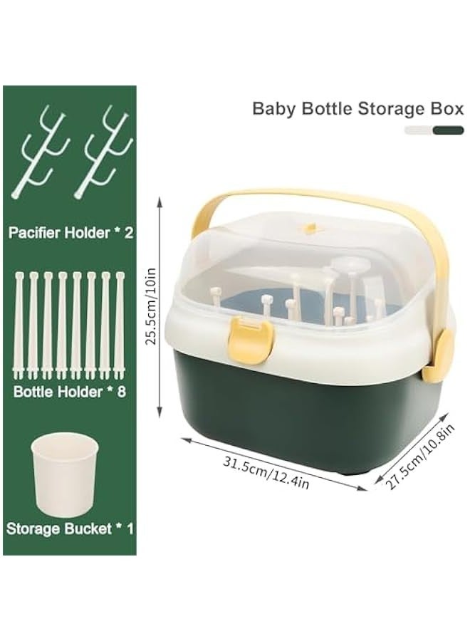 TRASSLE Baby Bottle Drying Rack Container with Drainer, Portable Nursing Cutlery Box Container with Cover, Bottle Holder for Baby and Toddler, Portable Kitchen Cabinet Organizer - Image 2