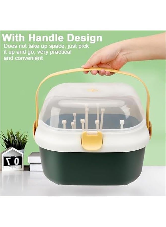TRASSLE Baby Bottle Drying Rack Container with Drainer, Portable Nursing Cutlery Box Container with Cover, Bottle Holder for Baby and Toddler, Portable Kitchen Cabinet Organizer - Image 3