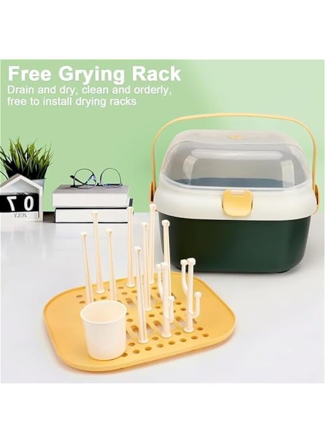 TRASSLE Baby Bottle Drying Rack Container with Drainer, Portable Nursing Cutlery Box Container with Cover, Bottle Holder for Baby and Toddler, Portable Kitchen Cabinet Organizer - Image 4