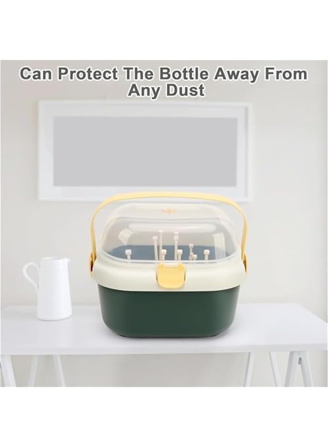 TRASSLE Baby Bottle Drying Rack Container with Drainer, Portable Nursing Cutlery Box Container with Cover, Bottle Holder for Baby and Toddler, Portable Kitchen Cabinet Organizer - Image 5