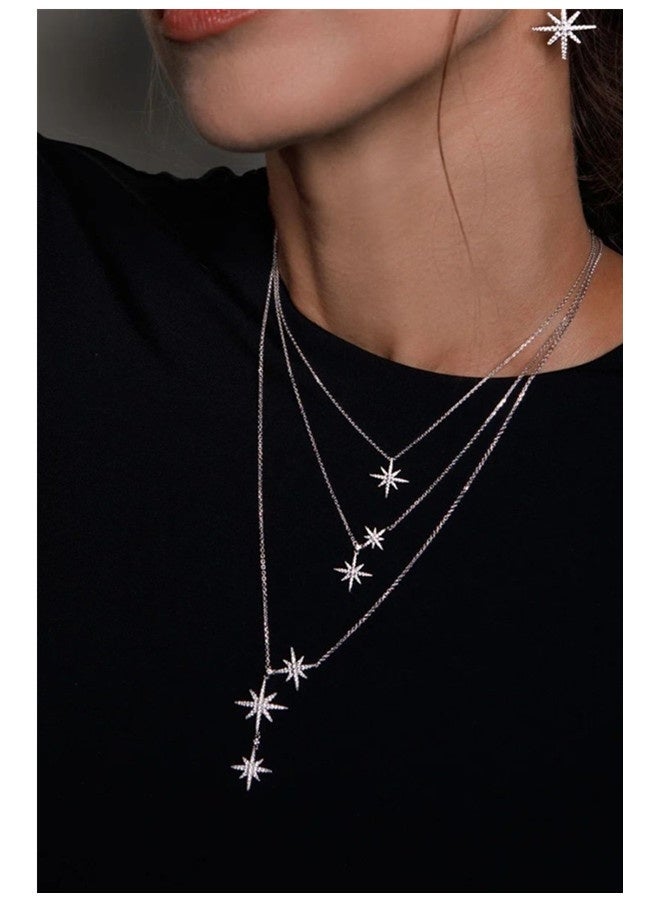 MONACO Three Meteor Necklace - Silver White-AC3350OX  - Image 2