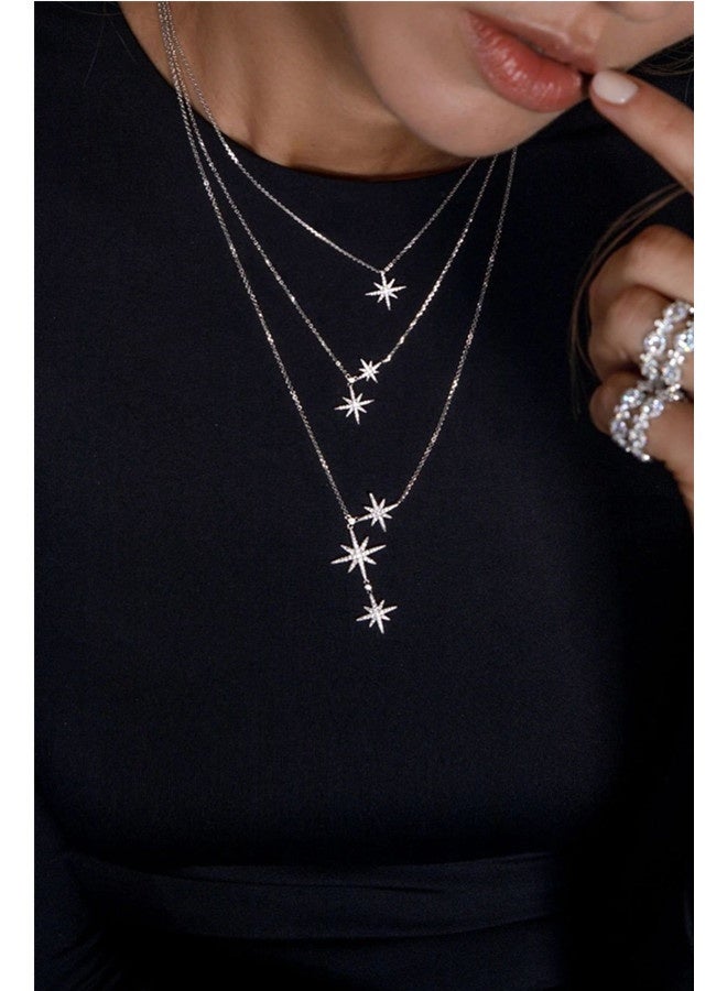MONACO Three Meteor Necklace - Silver White-AC3350OX  - Image 3