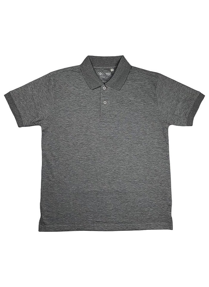 COOL TEX Cooltex Unisex Cotton Polyester Plain Heather Grey Polo T-Shirts Cool Dry-Fit Material Short Sleeves Soft and Comfortable  - Image 1