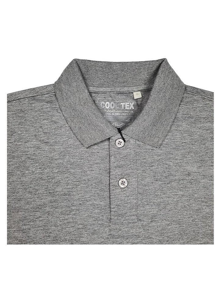 COOL TEX Cooltex Unisex Cotton Polyester Plain Heather Grey Polo T-Shirts Cool Dry-Fit Material Short Sleeves Soft and Comfortable  - Image 4
