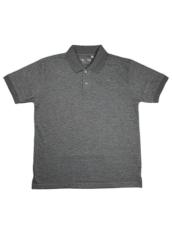 COOL TEX Cooltex Unisex Cotton Polyester Plain Heather Grey Polo T-Shirts Cool Dry-Fit Material Short Sleeves Soft and Comfortable - Image 2