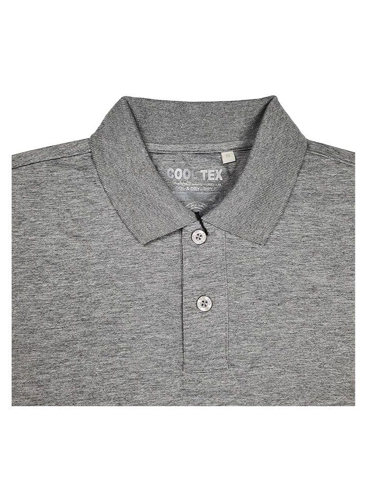 COOL TEX Cooltex Unisex Cotton Polyester Plain Heather Grey Polo T-Shirts Cool Dry-Fit Material Short Sleeves Soft and Comfortable - Image 5