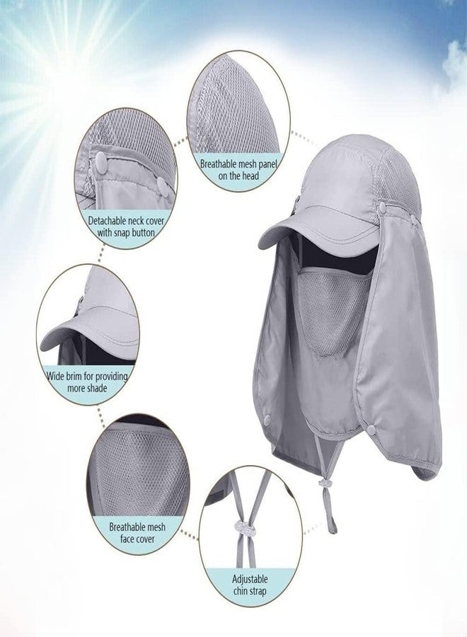 Oligitdi قبعة حماية من الشمس من نايلون للرجال والنساء مع واقي للوجه (رمادي)، مقاس مجاني - Image 4