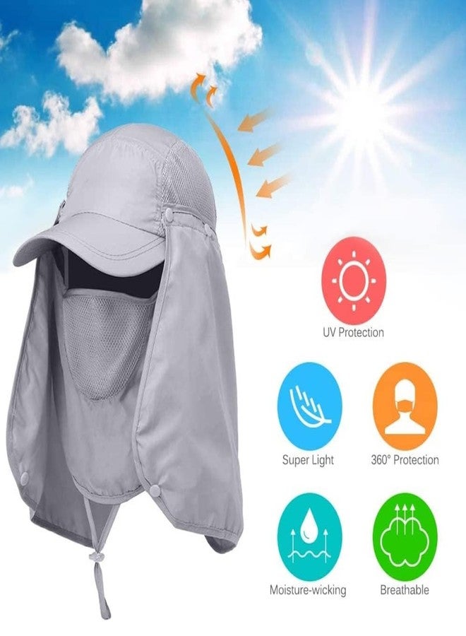Oligitdi قبعة حماية من الشمس من نايلون للرجال والنساء مع واقي للوجه (رمادي)، مقاس مجاني - Image 5