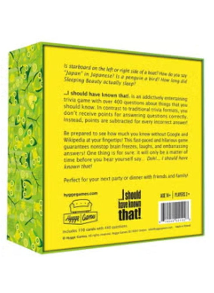Generic - I Should Have Known That! Trivia Game Green - Image 1