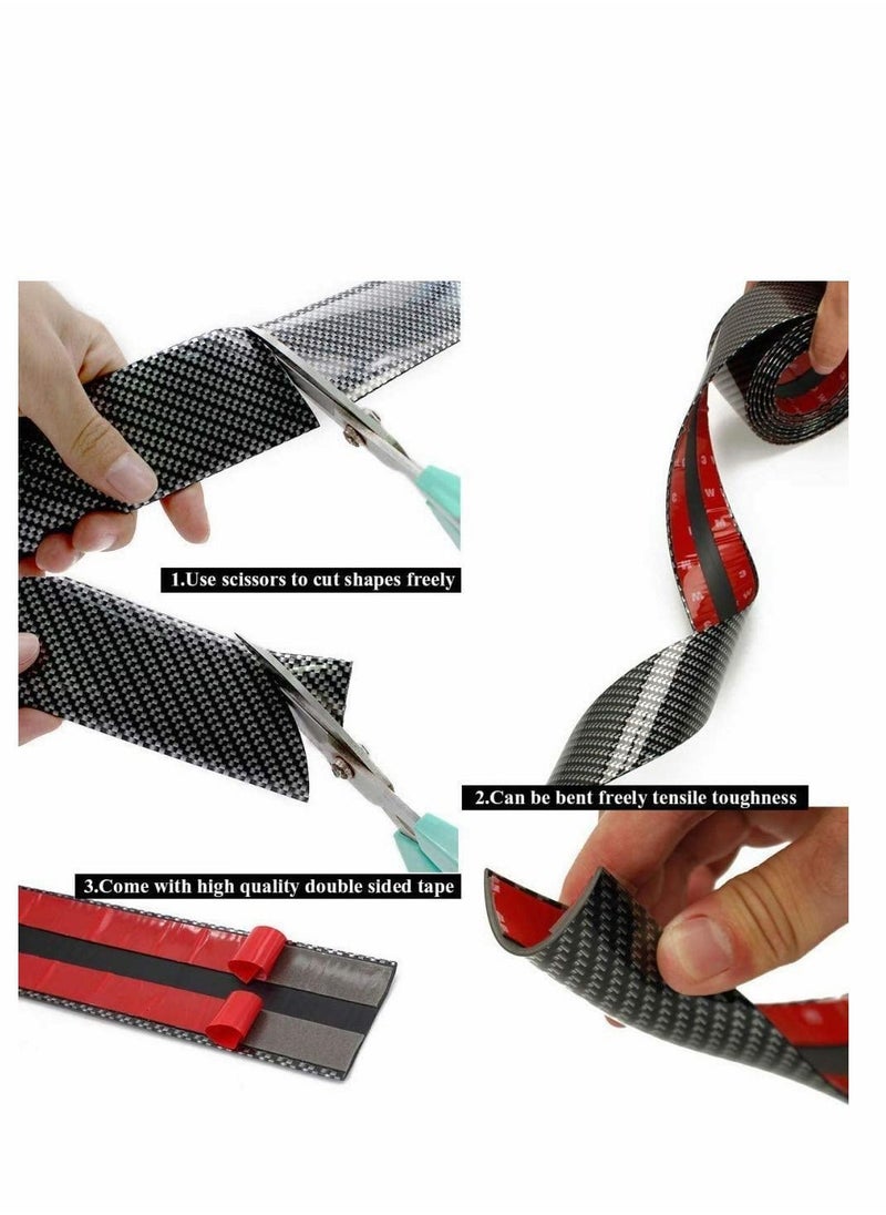Y&D - Car Door Sill Protector Strips with Scraper, Sil Guard Bumper Flexible Spoiler Rubber Skirt Carbon Fiber Bendable Strong Adhesive Any SUV Truck - Image 1