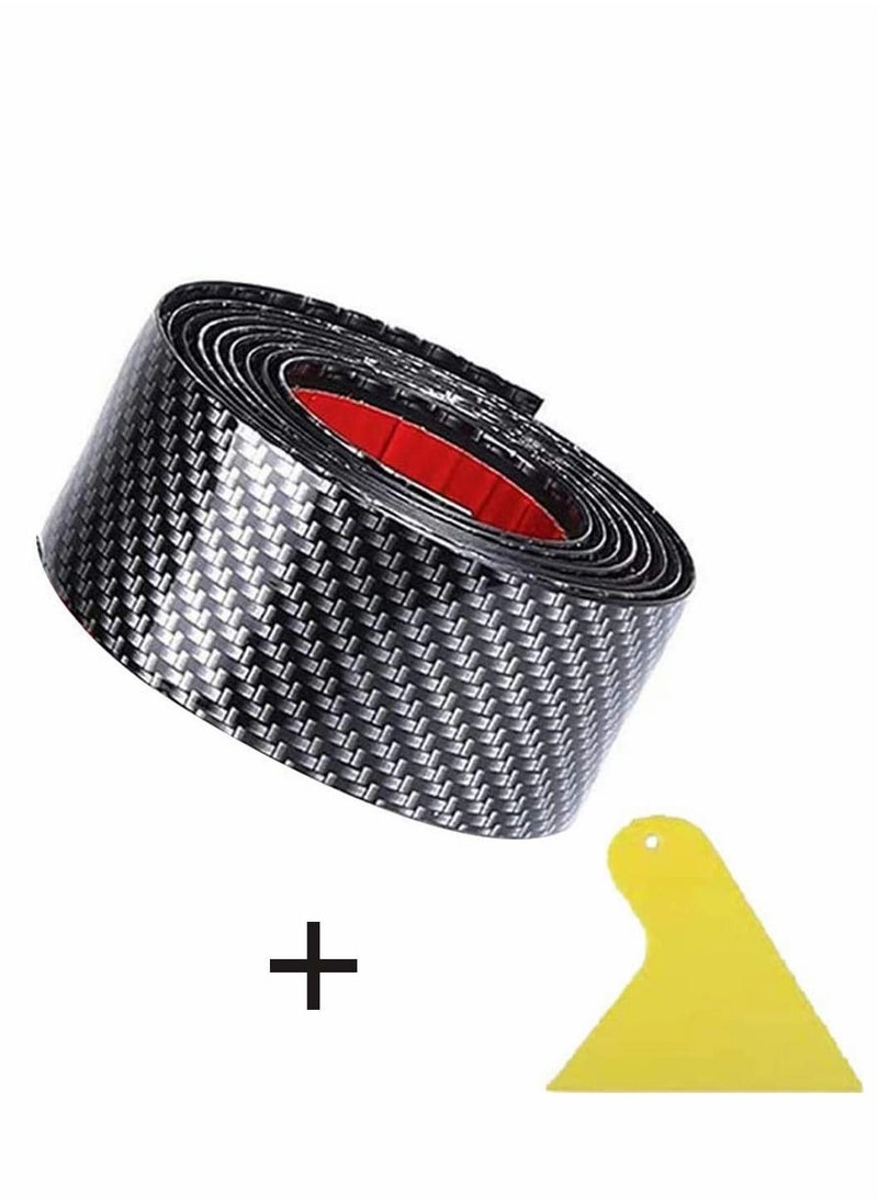 Y&D - Car Door Sill Protector Strips with Scraper, Sil Guard Bumper Flexible Spoiler Rubber Skirt Carbon Fiber Bendable Strong Adhesive Any SUV Truck - Image 1