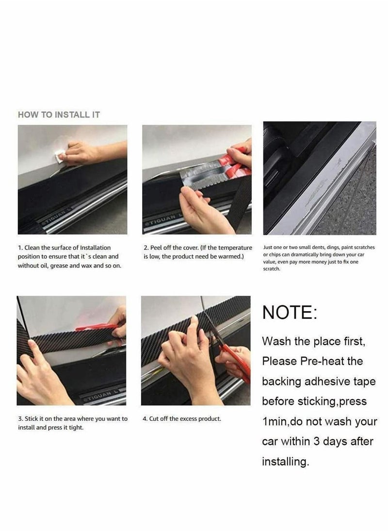 Y&D - Car Door Sill Protector Strips with Scraper, Sil Guard Bumper Flexible Spoiler Rubber Skirt Carbon Fiber Bendable Strong Adhesive Any SUV Truck - Image 1