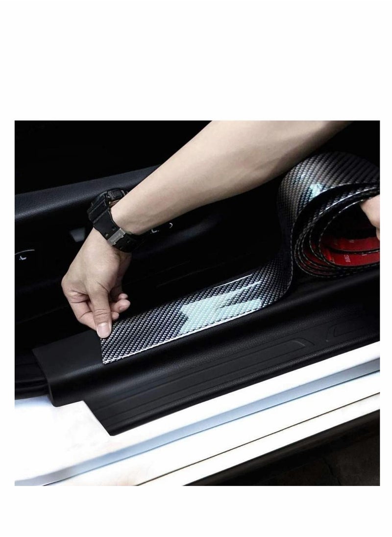 Y&D - Car Door Sill Protector Strips with Scraper, Sil Guard Bumper Flexible Spoiler Rubber Skirt Carbon Fiber Bendable Strong Adhesive Any SUV Truck - Image 1