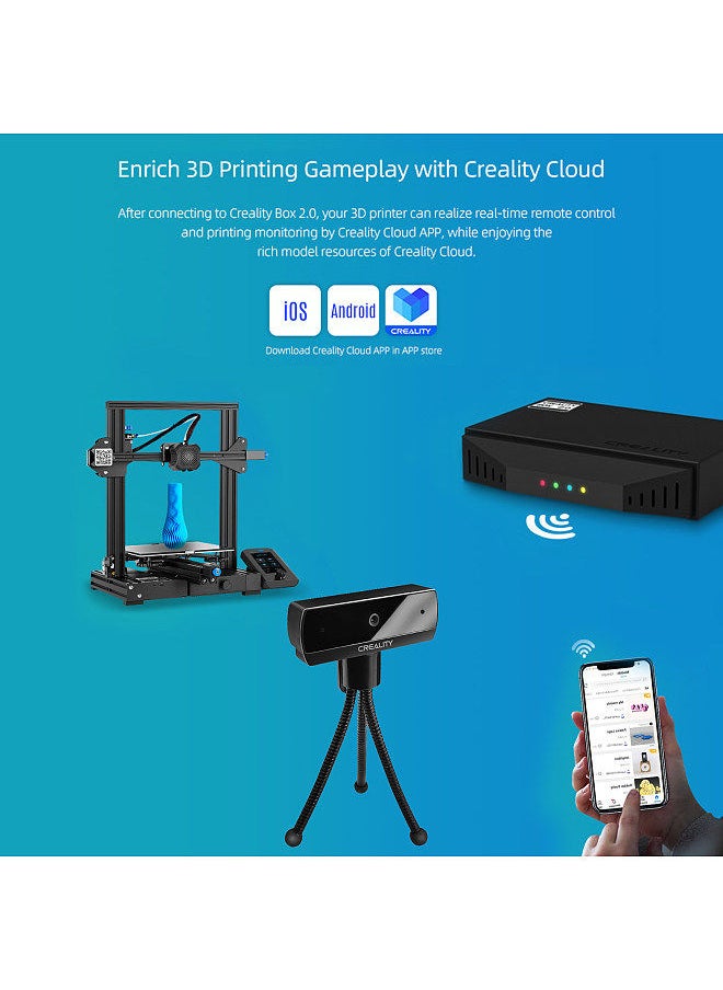 Creality 3D - Printer Camera Monitor Smart Kit WiFi Box HD 1080P Real-Time Remote Control Time-lapse Photography for 3D Printing Cloud Slice Cloud Print with APP 8G TF Card - Image 1