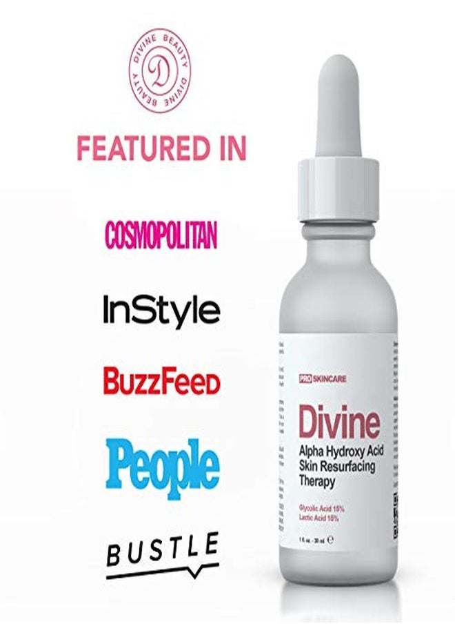 DIVINE DERRIERE - تقشير حمض الجليكوليك بنسبة 30% حمض الجليكوليك وحمض اللبنيك درجة احترافية تقشير كيميائي للوجه لآثار حب الشباب، تعزيز الكولاجين، التجاعيد، الخطوط الدقيقة حمض ألفا هيدروكسي، 1 أونصة سائلة - Image 1