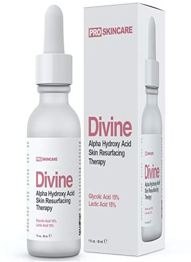 DIVINE DERRIERE - تقشير حمض الجليكوليك بنسبة 30% حمض الجليكوليك وحمض اللبنيك درجة احترافية تقشير كيميائي للوجه لآثار حب الشباب، تعزيز الكولاجين، التجاعيد، الخطوط الدقيقة حمض ألفا هيدروكسي، 1 أونصة سائلة - Image 1