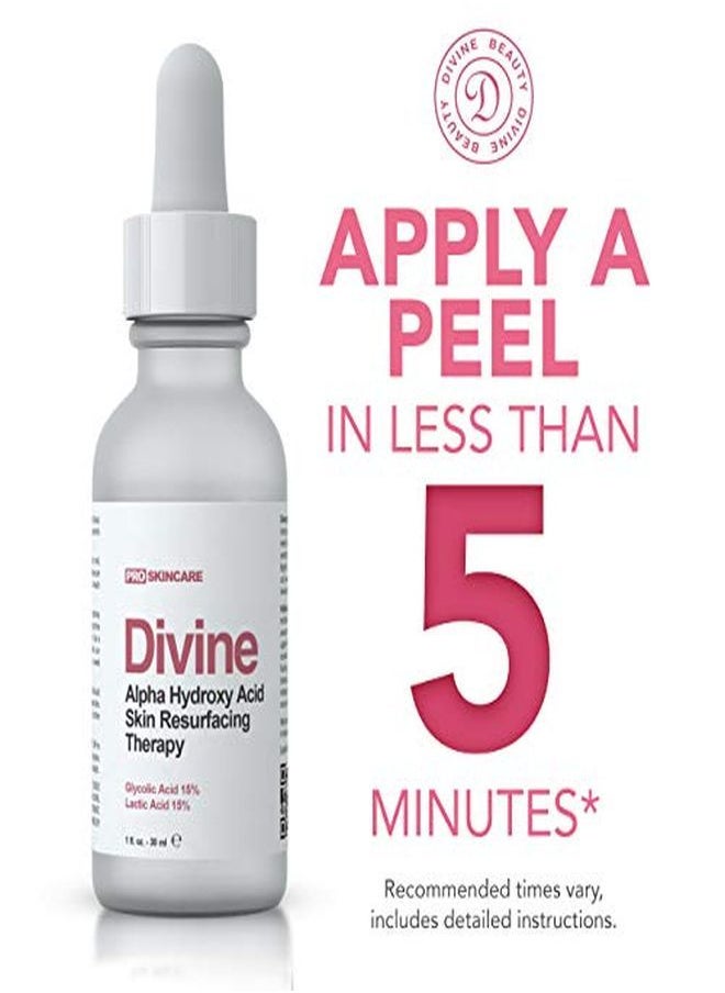 DIVINE DERRIERE - تقشير حمض الجليكوليك بنسبة 30% حمض الجليكوليك وحمض اللبنيك درجة احترافية تقشير كيميائي للوجه لآثار حب الشباب، تعزيز الكولاجين، التجاعيد، الخطوط الدقيقة حمض ألفا هيدروكسي، 1 أونصة سائلة - Image 1
