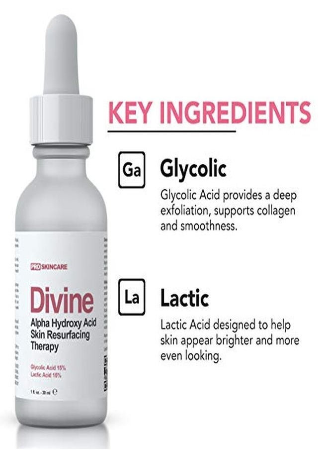 DIVINE DERRIERE - تقشير حمض الجليكوليك بنسبة 30% حمض الجليكوليك وحمض اللبنيك درجة احترافية تقشير كيميائي للوجه لآثار حب الشباب، تعزيز الكولاجين، التجاعيد، الخطوط الدقيقة حمض ألفا هيدروكسي، 1 أونصة سائلة - Image 1