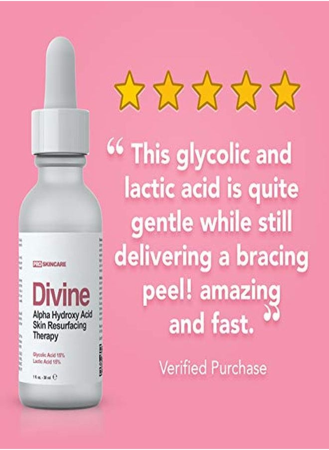 DIVINE DERRIERE - تقشير حمض الجليكوليك بنسبة 30% حمض الجليكوليك وحمض اللبنيك درجة احترافية تقشير كيميائي للوجه لآثار حب الشباب، تعزيز الكولاجين، التجاعيد، الخطوط الدقيقة حمض ألفا هيدروكسي، 1 أونصة سائلة - Image 1