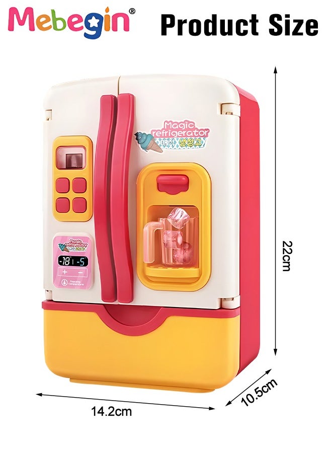 MEBEGIN - Kitchen Toys Fridge Refrigerator with Ice Dispenser Pretend Play Appliance for Kids, Play Kitchen Set with Kitchen Playset Accessories for Boys Girls Music and Light - Image 1