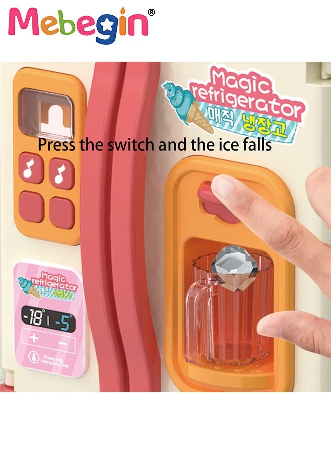 MEBEGIN - Kitchen Toys Fridge Refrigerator with Ice Dispenser Pretend Play Appliance for Kids, Play Kitchen Set with Kitchen Playset Accessories for Boys Girls Music and Light - Image 1