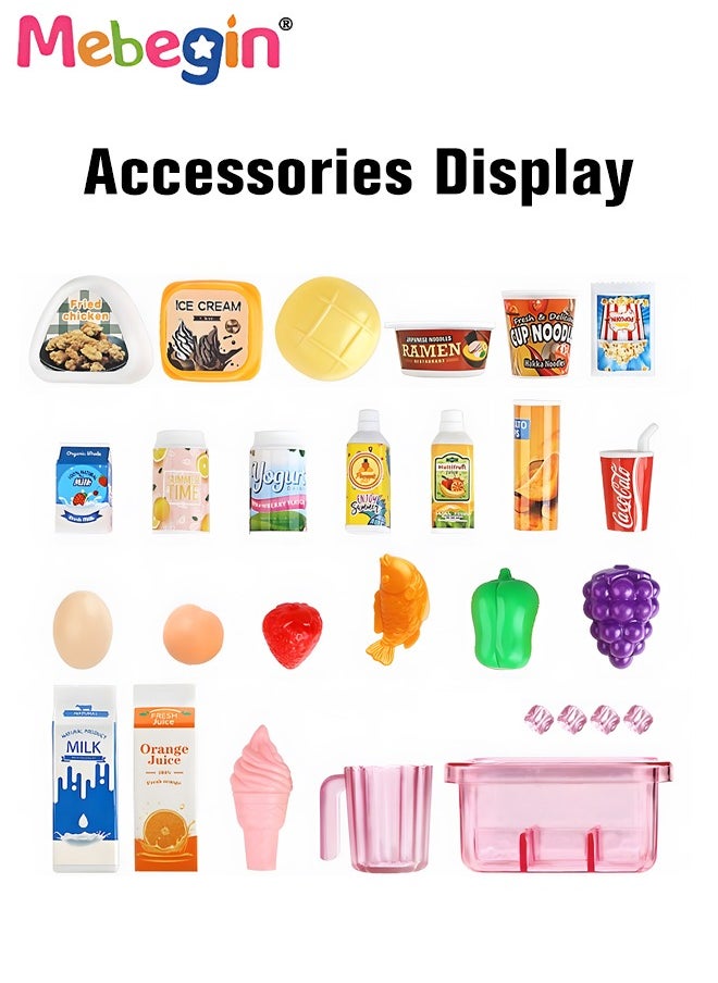 MEBEGIN - Kitchen Toys Fridge Refrigerator with Ice Dispenser Pretend Play Appliance for Kids, Play Kitchen Set with Kitchen Playset Accessories for Boys Girls Music and Light - Image 1