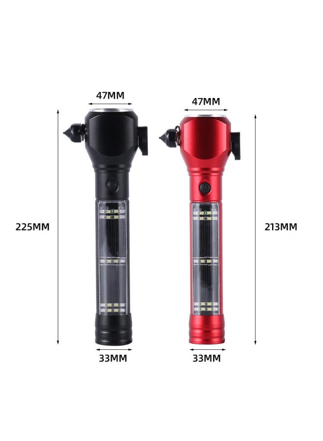 Safety Hammer Ten In One Multi-function Flashlight Car Self-rescue Broken Window Hammer Fire Emergency Outdoor Strong Flashlight-Color:Safety Hammer (extra Large Black)  - Image 1