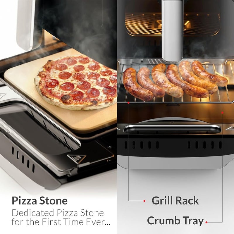 Feller Germany 1850W Air Fryer, 11L XL Capacity, 4x Ceramic Coating, Dual Zone + Sync Finish, 8 Presets, Pizza Stone, 360° Rapid Air Tech, Dehydrate, Touch Panel, 2Y Guarantee AFR1100 UAE (Black) - Image 5