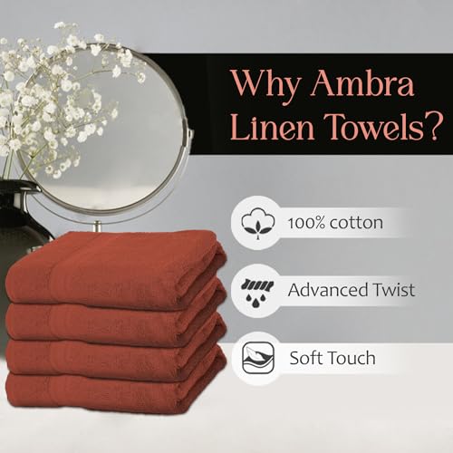 Ambra Linens 500 GSM Highly Absorbent Towels Set, 100% Cotton, Soft and Plush, All Seasons Use, Large, Everyday Use, Durable (4 Pcs Hand Towel Set, Dark Rust) - Image 5
