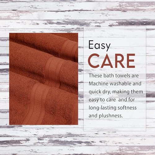 Ambra Linens 500 GSM Highly Absorbent Towels Set, 100% Cotton, Soft and Plush, All Seasons Use, Large, Everyday Use, Durable (4 Pcs Hand Towel Set, Dark Rust) - Image 4