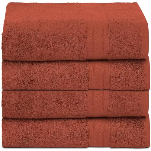 Ambra Linens 500 GSM Highly Absorbent Towels Set, 100% Cotton, Soft and Plush, All Seasons Use, Large, Everyday Use, Durable (4 Pcs Hand Towel Set, Dark Rust) - Image 1