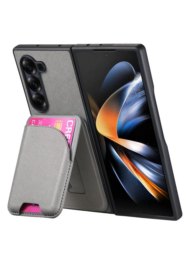 اس-توب جراب لهاتف Samsung Galaxy Z Fold3 5G مصنوع من الجلد الصناعي المائل مع حقيبة بطاقات وغطاء خلفي مغناطيسي للهاتف - Image 3